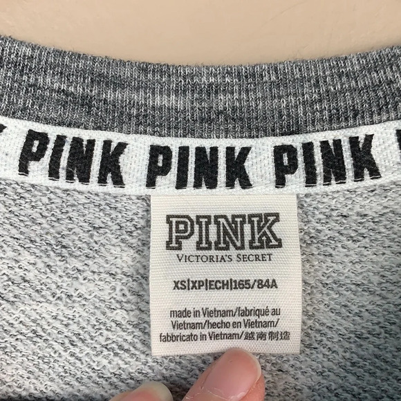 PINK Victoria’s Secret gray logo sweatshirt xs - Picture 3 of 5